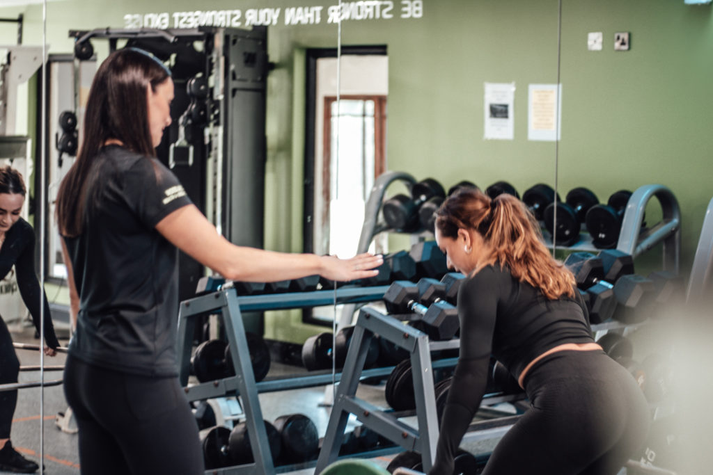 Fiona training a client in Woodlands Health and Leisure Club