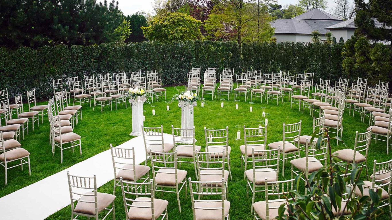 The Fitzgerald Family has been creating unique, magical weddings since 1983. Allow us to create the wedding of your dreams. Pictured is our beautiful private garden, set up for an outdoor ceremony.