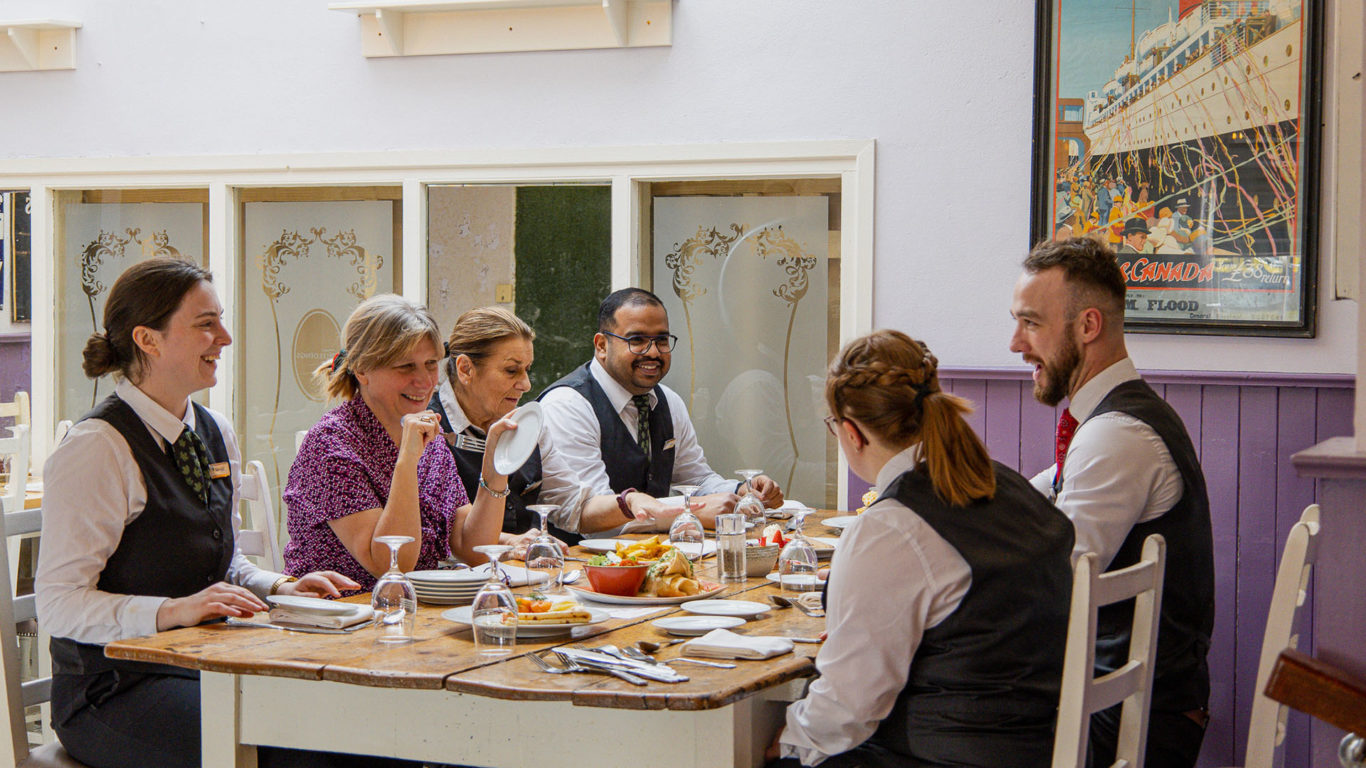 Members of the breakfast team at Fitzgeralds Woodlands House Hotel discuss a new menu item.